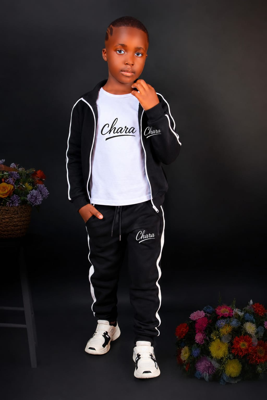 Navy blue and White stripes( Kids Matching set)